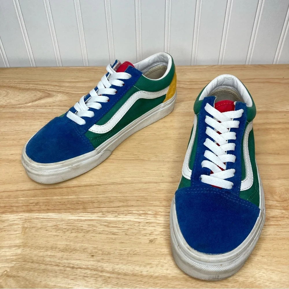 Vans Off The Wall Sneakers M5/W6.5 Suede Canvas Blue Green Yellow Skate Street